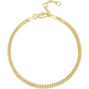 14K Gold Plated Curb Chain Adjustable Bracelet for Women Cute Gift